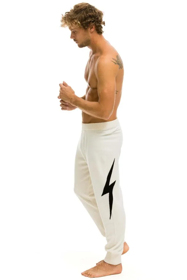 Bolt Cashmere Light Sweater Pant Vintage White Black Bolt Men Aviator Nation Sweatpants Bolt Cashmere Light Sweater Pant Vintage White Black Bolt Men Aviator Nation Sweatpants