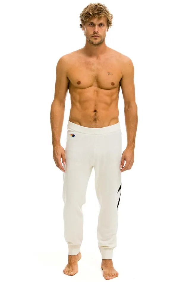 Bolt Cashmere Light Sweater Pant Vintage White Black Bolt Men Aviator Nation Sweatpants