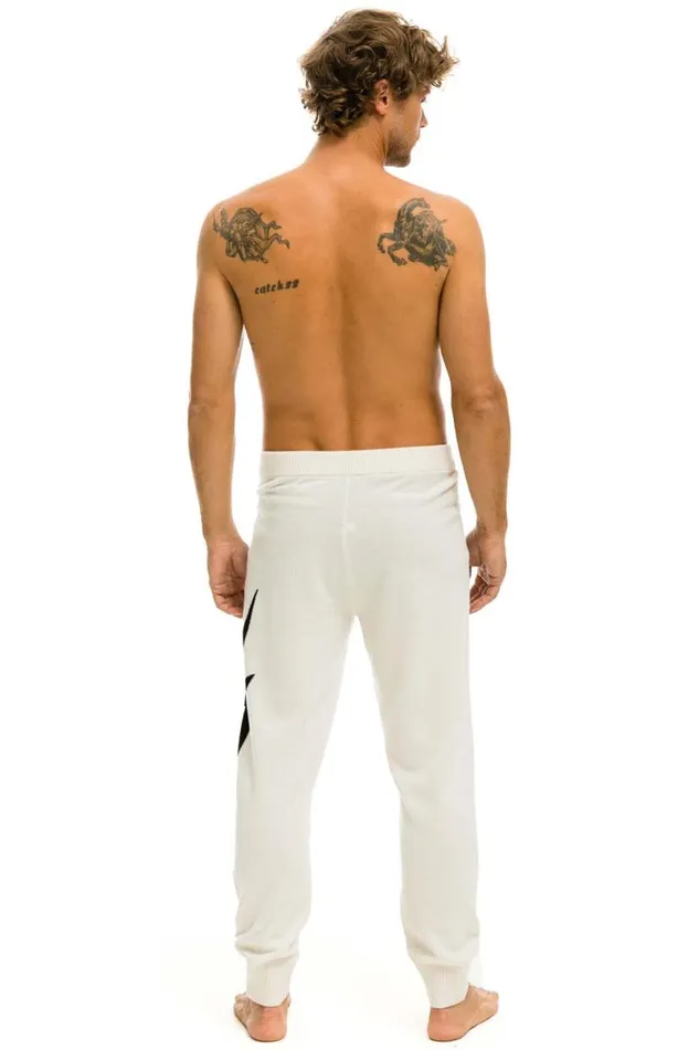 Bolt Cashmere Light Sweater Pant Vintage White Black Bolt Men Aviator Nation Sweatpants