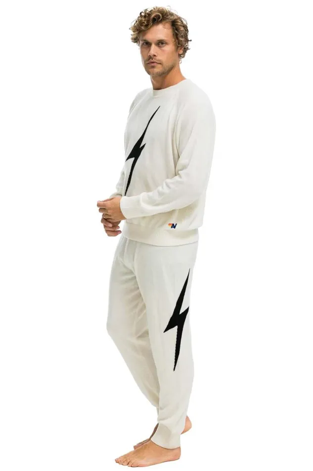 Bolt Cashmere Light Sweater Pant Vintage White Black Bolt Men Aviator Nation Sweatpants