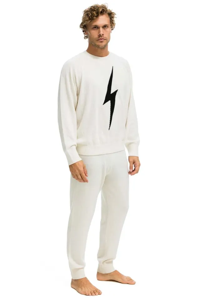 Bolt Cashmere Light Sweater Pant Vintage White Black Bolt Men Aviator Nation Sweatpants