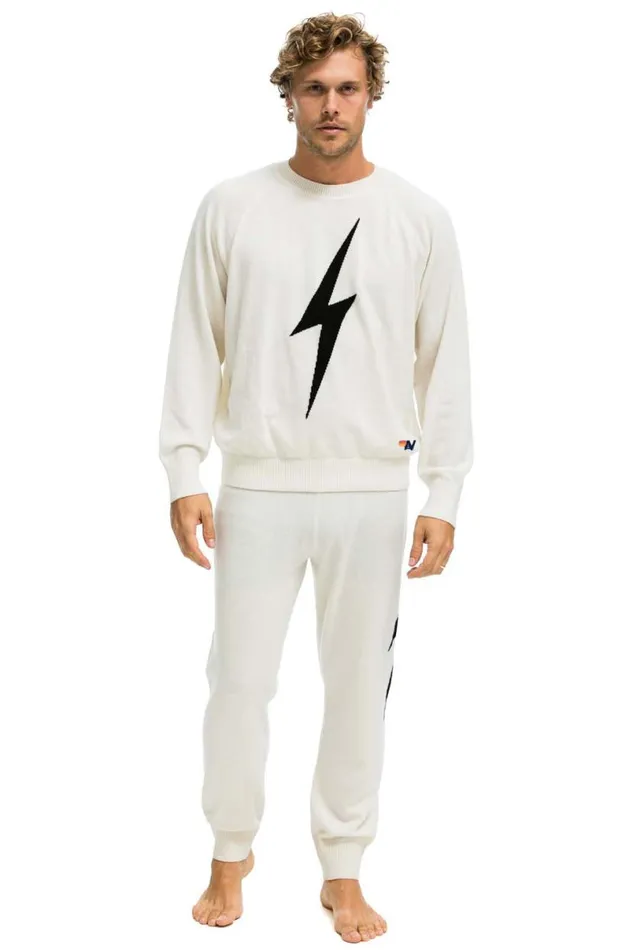 Bolt Cashmere Light Sweater Pant Vintage White Black Bolt Men Aviator Nation Sweatpants