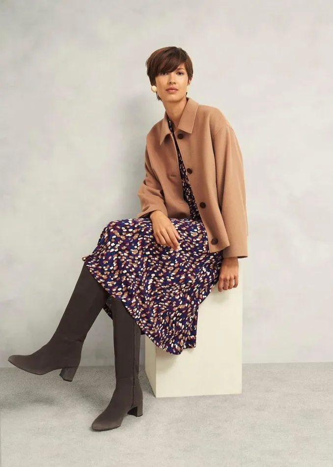 Boots Women HOBBS Caroline Suede Knee Boots Chocolate Brown