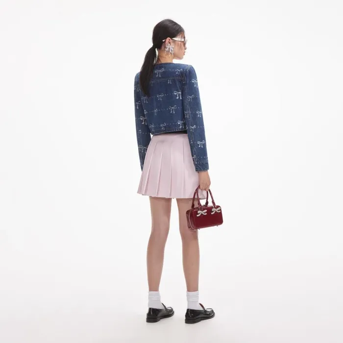 Bow Print Denim Jacket Women Self Portrait Outerwear Bow Print Denim Jacket Women Self Portrait Outerwear