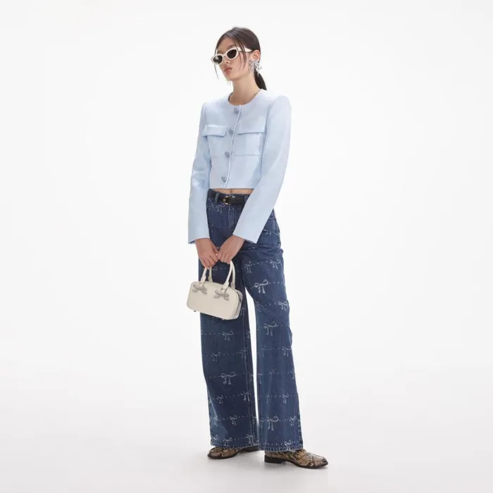 Bow Print Jeans Women Self Portrait Bottoms Bow Print Jeans Women Self Portrait Bottoms
