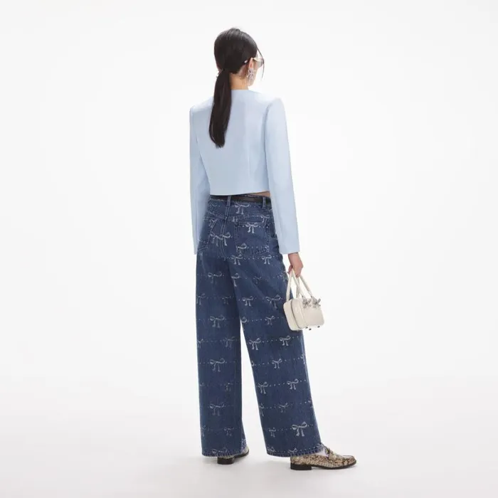 Bow Print Jeans Women Self Portrait Bottoms Bow Print Jeans Women Self Portrait Bottoms