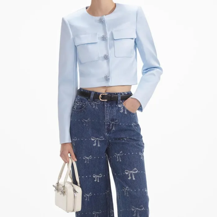 Bow Print Jeans Women Self Portrait Bottoms Bow Print Jeans Women Self Portrait Bottoms