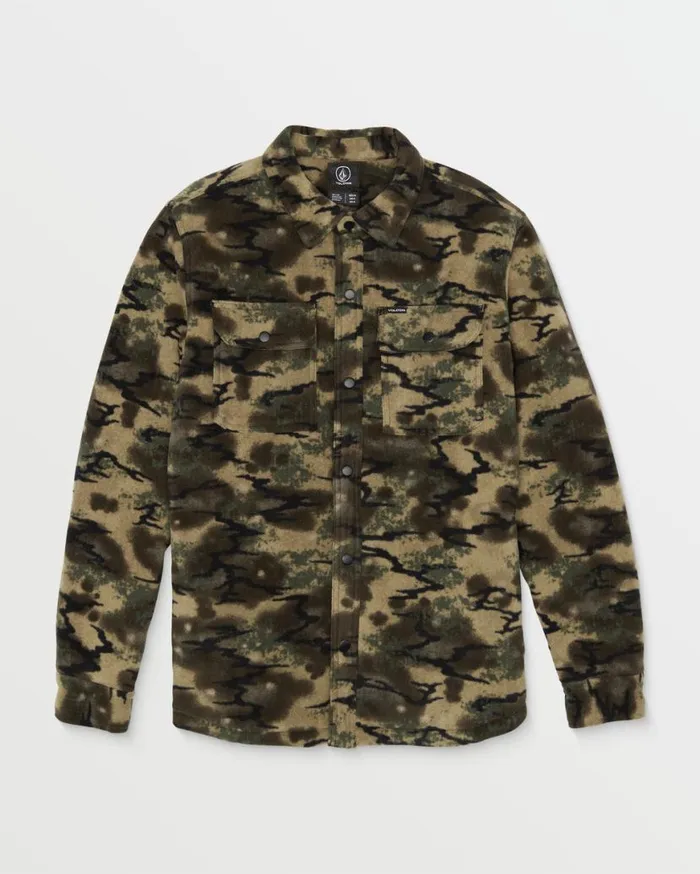 Bowered Fleece Long Sleeve 8211 Dark Khaki Mens Volcom Hoodies and Sweatshirts