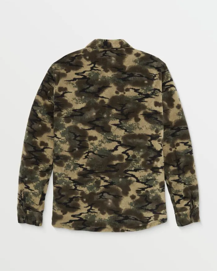 Bowered Fleece Long Sleeve 8211 Dark Khaki Mens Volcom Hoodies and Sweatshirts
