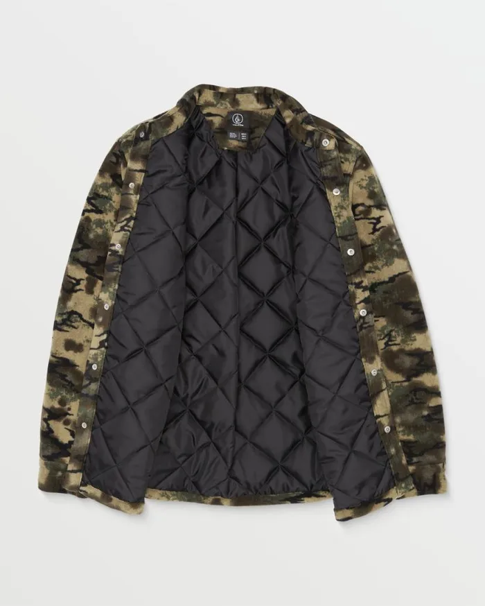 Bowered Fleece Long Sleeve 8211 Dark Khaki Mens Volcom Hoodies and Sweatshirts