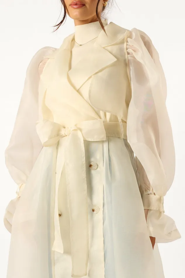 Braelynn Sheer Trench Coat Cream Women Jackets and Coats Petal and Pup