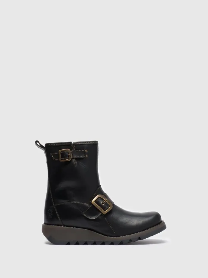 Buckle Ankle Boots SINO525FLY BLACK Women Fly London Ankle Boots