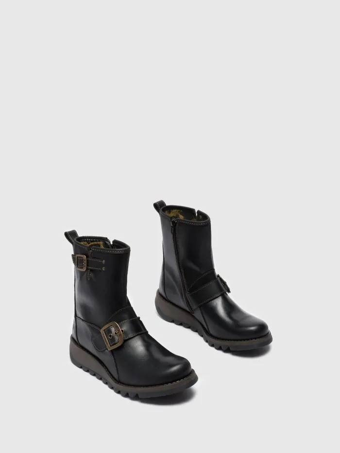 Buckle Ankle Boots SINO525FLY BLACK Women Fly London Ankle Boots