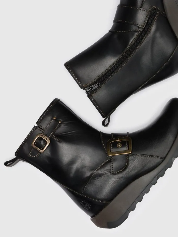 Buckle Ankle Boots SINO525FLY BLACK Women Fly London Ankle Boots