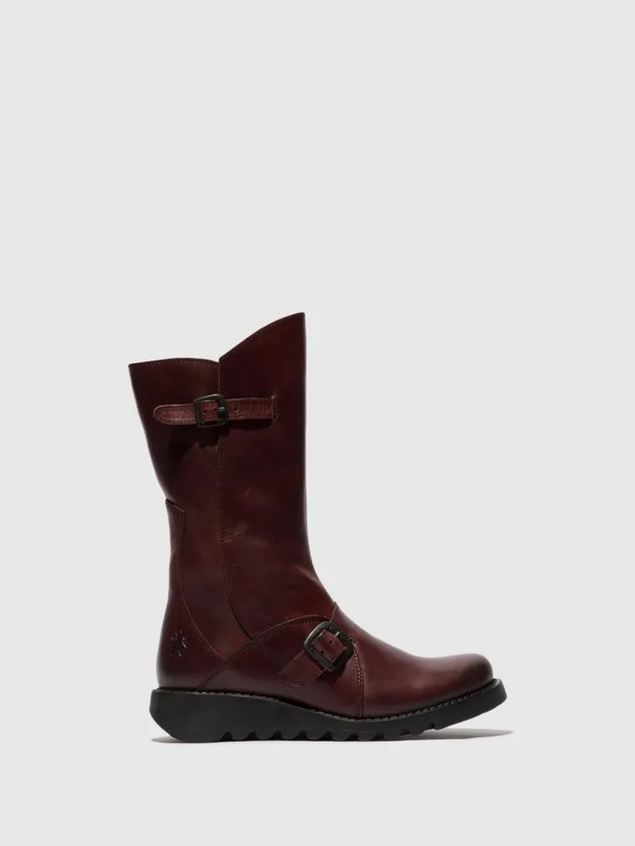 Buckle Boots MES 2 WINEBLACK SOLE Women Fly London Boots