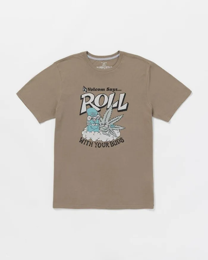 Budz Short Sleeve Tee 8211 Teak Mens Volcom TShirts and Tanks