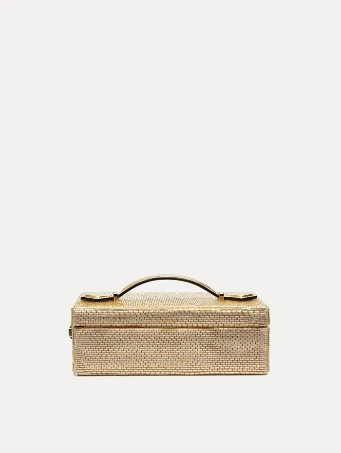 Bugle Bead Embroidered Alibi Minaudiere Champagne Women Oscar De La Renta Handbags Bugle Bead Embroidered Alibi Minaudiere Champagne Women Oscar De La Renta Handbags