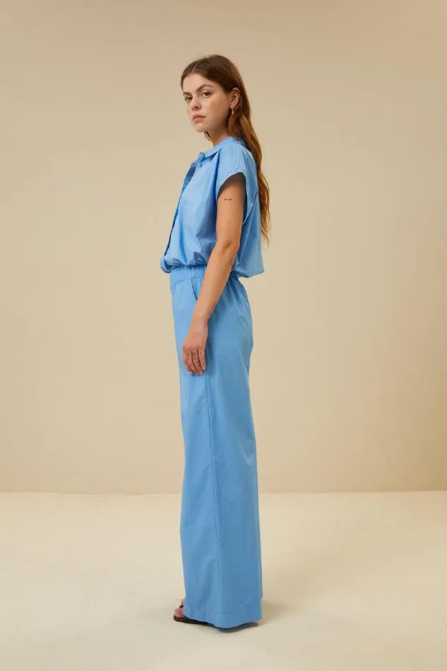 ByBar Blouses Vrouwelijk Bieke Poplin Blouse Aquarius ByBar Blouses Vrouwelijk Bieke Poplin Blouse Aquarius