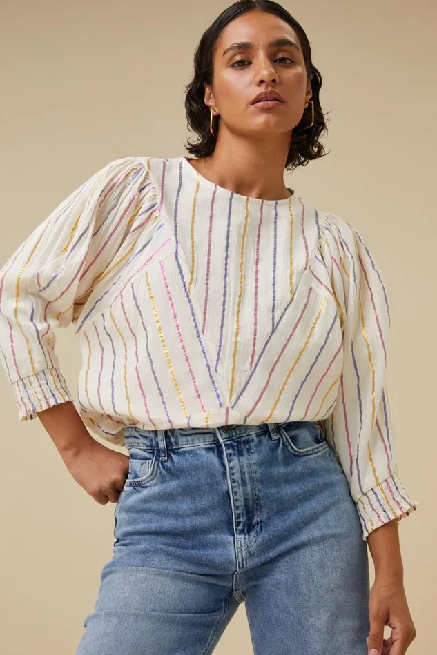 ByBar Blouses Vrouwelijk Dua La Stripe Blouse Cerise ByBar Blouses Vrouwelijk Dua La Stripe Blouse Cerise