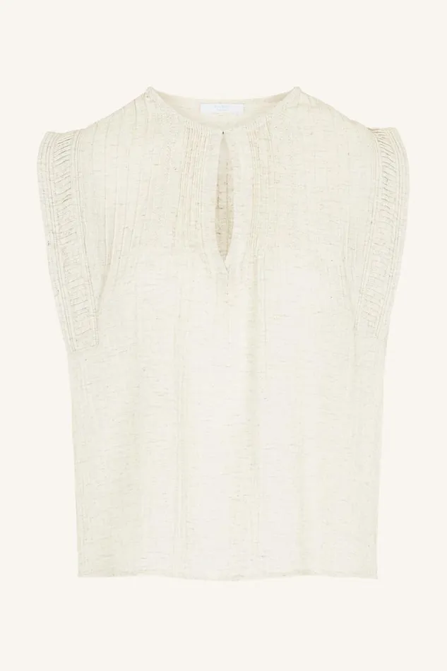 ByBar Blouses Vrouwelijk Lina Slub Blouse Sand ByBar Blouses Vrouwelijk Lina Slub Blouse Sand
