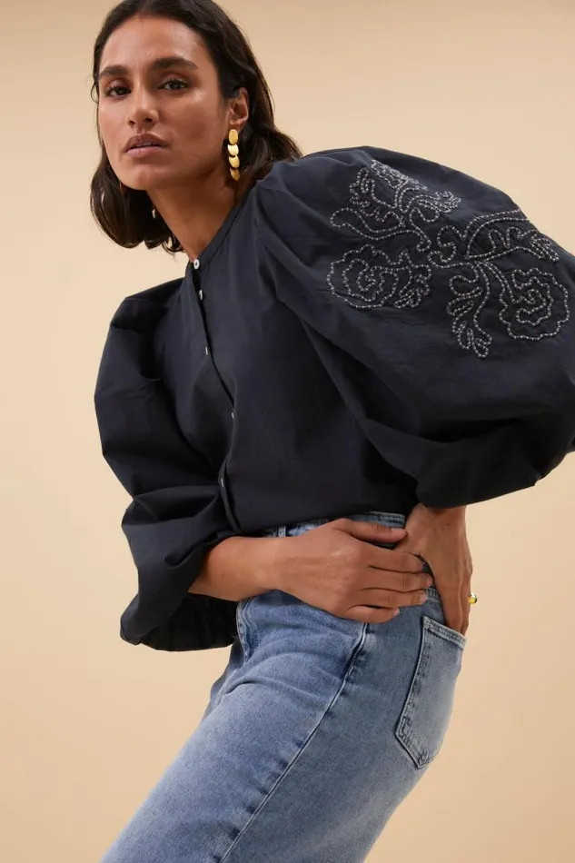 ByBar Blouses Vrouwelijk Ziggy Blouse Midnight ByBar Blouses Vrouwelijk Ziggy Blouse Midnight