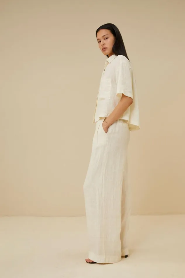 ByBar Broeken Vrouwelijk Eli Linen Pant Cream ByBar Broeken Vrouwelijk Eli Linen Pant Cream