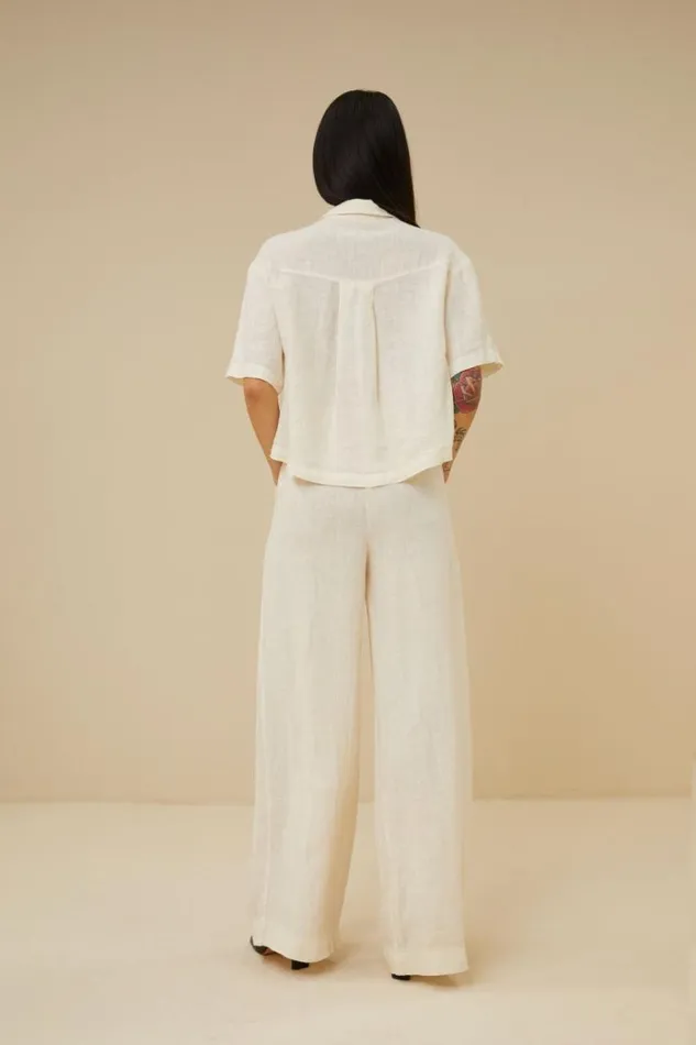 ByBar Broeken Vrouwelijk Eli Linen Pant Cream ByBar Broeken Vrouwelijk Eli Linen Pant Cream