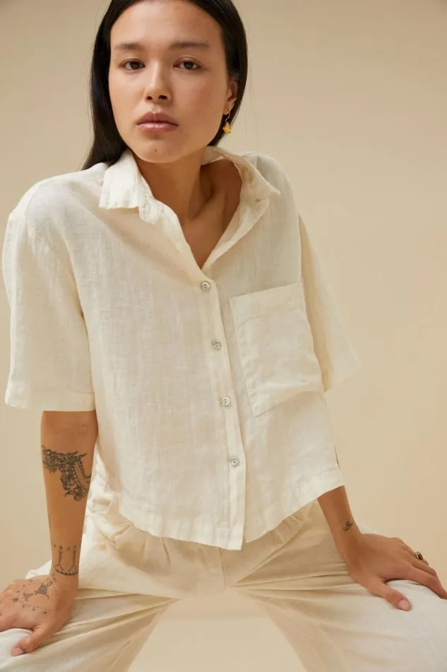ByBar Broeken Vrouwelijk Eli Linen Pant Cream ByBar Broeken Vrouwelijk Eli Linen Pant Cream