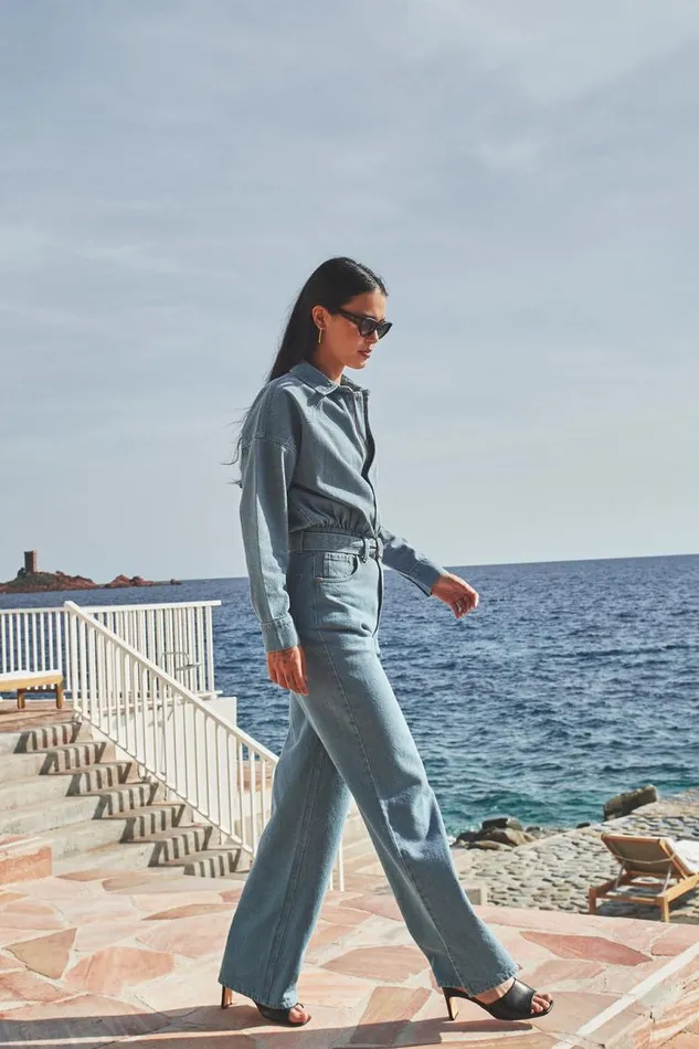 ByBar Jumpsuits Vrouwelijk Mae Denim Suit Light Denim