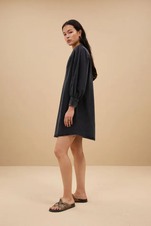 ByBar Jurken Vrouwelijk Jina Twill Dress Jet Black