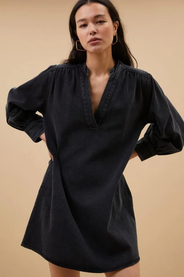 ByBar Jurken Vrouwelijk Jina Twill Dress Jet Black