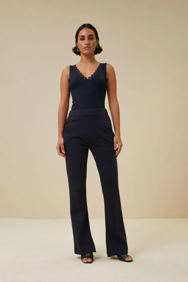 ByBar Tops and Shirts Vrouwelijk Lace Singlet Dark Navy