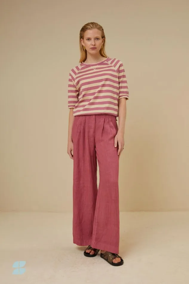 ByBar Tops and Shirts Vrouwelijk Neva Big V Stripe Top Raspberry