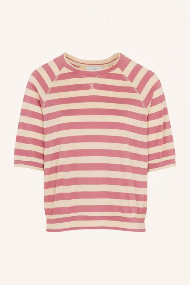ByBar Tops and Shirts Vrouwelijk Neva Big V Stripe Top Raspberry ByBar Tops and Shirts Vrouwelijk Neva Big V Stripe Top Raspberry