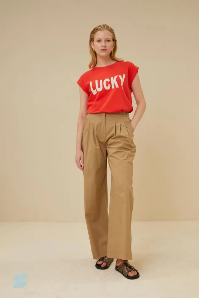 ByBar Tops and Shirts Vrouwelijk Thelma Lucky Top PoppyRed