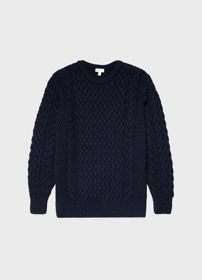 Cable Knit Jumper Navy Men SUNSPEL Knitwear