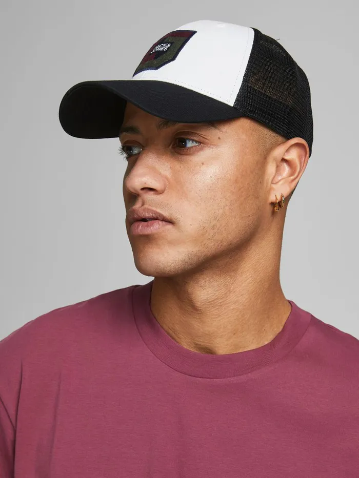 Caps JACK and JONES Mens MESH TRUCKER CAP Black Black