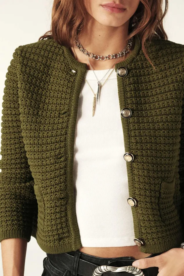 Cardigan Gaspard Green Women Baandsh Sweaters and Cardigans