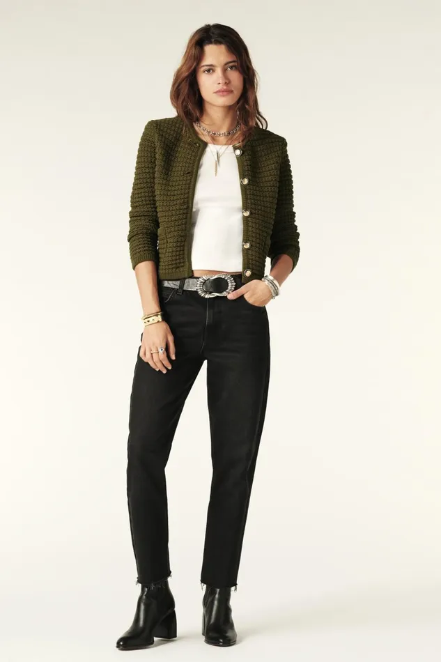Cardigan Gaspard Green Women Baandsh Sweaters and Cardigans