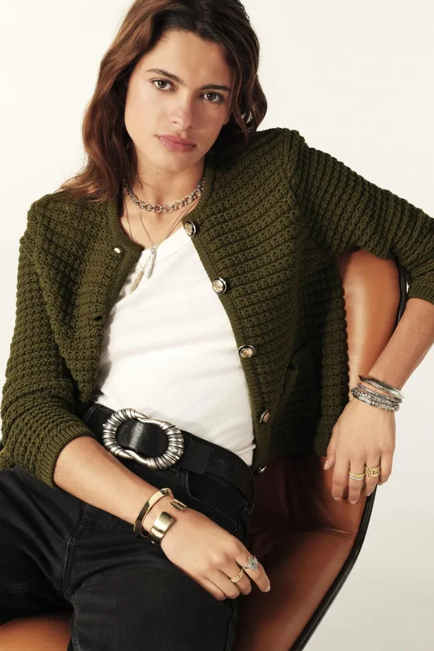 Cardigan Gaspard Green Women Baandsh Sweaters and Cardigans