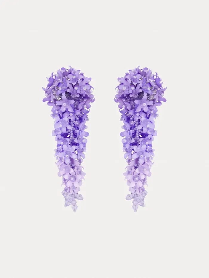Cascading Flower ClipOn Earrings Lavender Women Oscar De La Renta Earrings