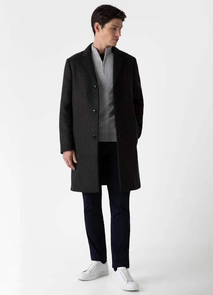 Cashmere Zip Neck Jumper Grey Melange Men SUNSPEL Knitwear