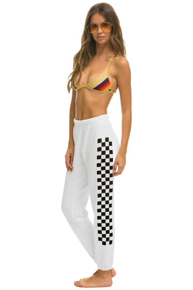 Check Leg Sweatpants 8211 White Women Aviator Nation Sweatpants