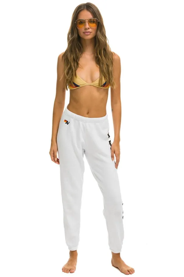 Check Leg Sweatpants 8211 White Women Aviator Nation Sweatpants