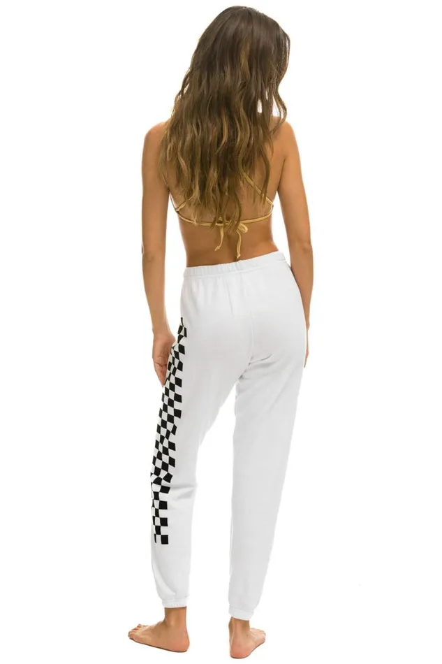 Check Leg Sweatpants 8211 White Women Aviator Nation Sweatpants