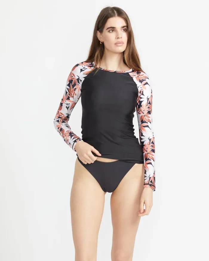 Check Mate Long Sleeve Rashguard 8211 Electric Coral Womens Volcom Rashguards