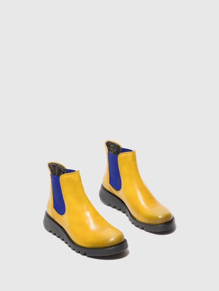 Chelsea Ankle Boots SALV RUG MUSTARD BLUE ELASTIC Women Fly London Ankle Boots