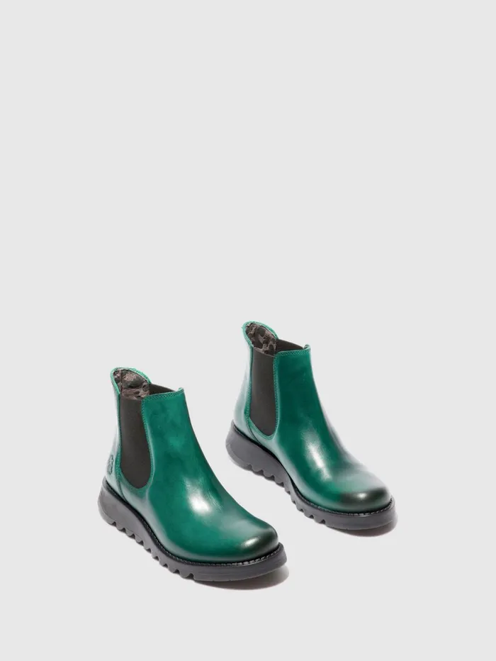 Chelsea Ankle Boots SALV RUG SHAMROCK GREEN BLACK ELASTIC Women Fly London Ankle Boots