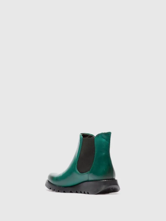 Chelsea Ankle Boots SALV RUG SHAMROCK GREEN BLACK ELASTIC Women Fly London Ankle Boots