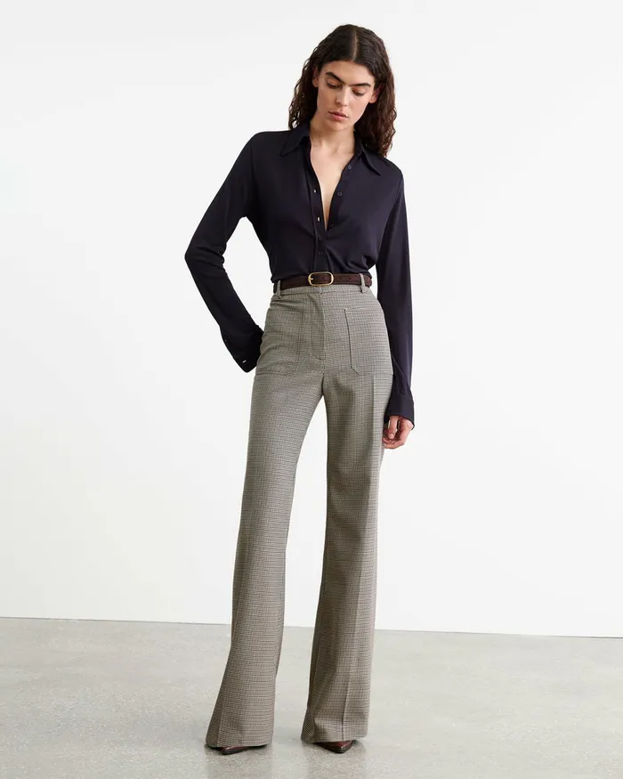 CHRISTOPHE PANT Brown Houndstooth Women Nili Lotan Pants and Shorts